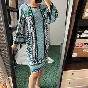 chico’s bell sleeves printed shift dress boho
